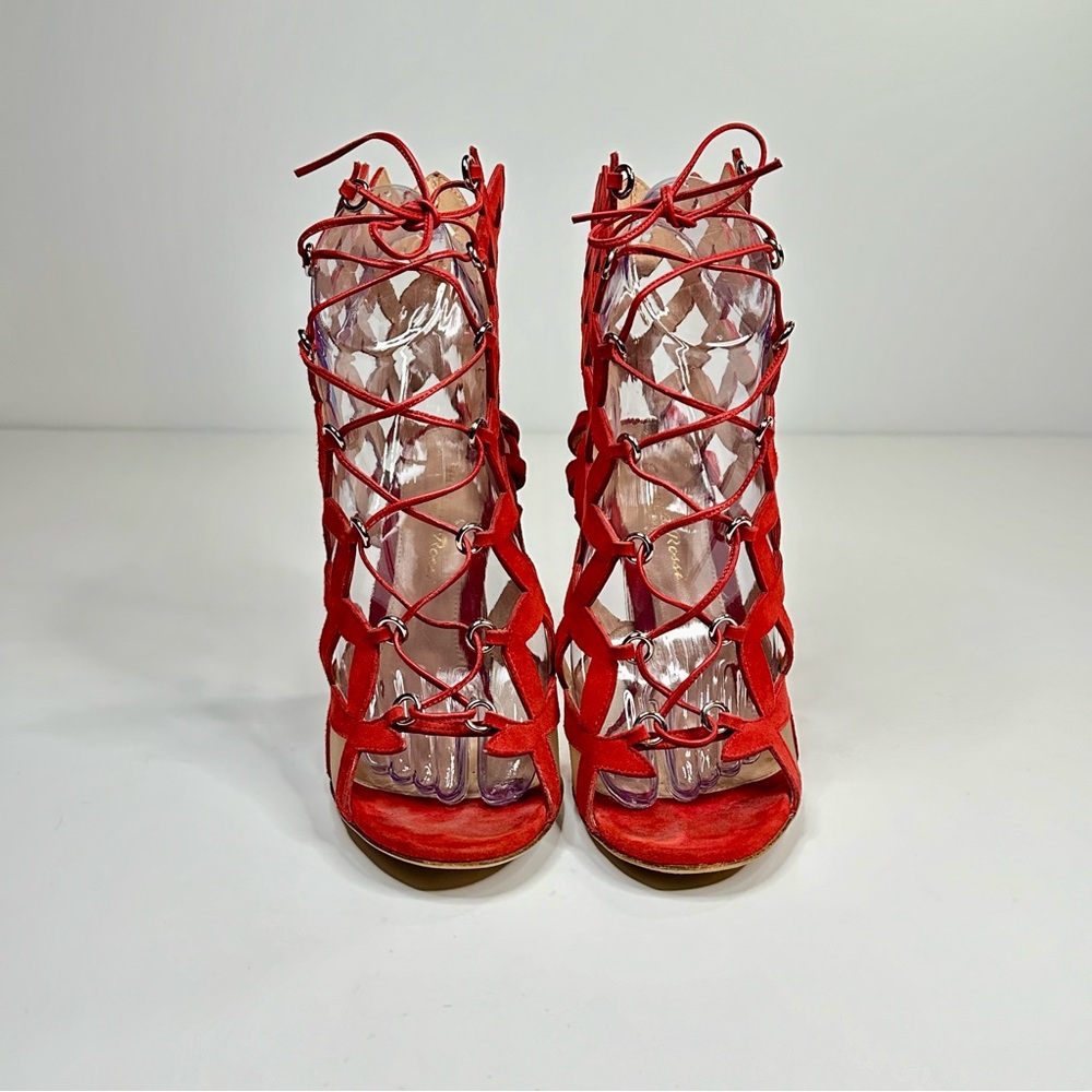 Gianvito Rossi Women’s Red Suede Gladiator Heeled Sandals Size EU 36.5 or US 6.5 - Picture 4 of 10
